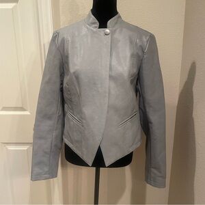 Ann Taylor Light Gray Leather Jacket